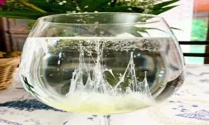 Bollicine e filamenti bianchi creano un paesaggio suggestivo nel bicchiere, quasi un veliero di San Giovanni che naviga in un mare frizzante.