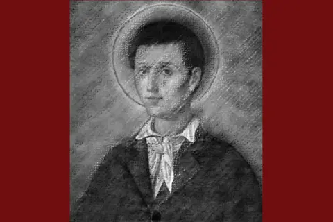 Ritratto di San Nunzio Sulprizio, giovane santo la cui vita è legata a miracoli e fede.