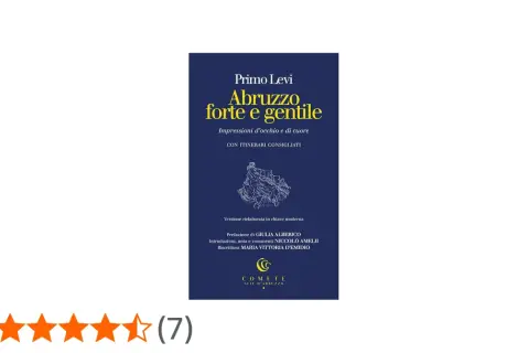 Copertina del libro "Abruzzo forte e gentile" di Primo Levi, con un'illustrazione di un borgo montano.