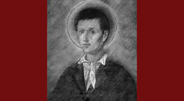 Ritratto di San Nunzio Sulprizio, giovane santo la cui vita è legata a miracoli e fede.