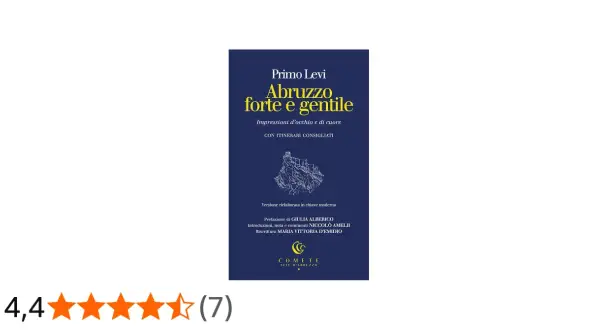 Copertina del libro "Abruzzo forte e gentile" di Primo Levi, con un'illustrazione di un borgo montano.