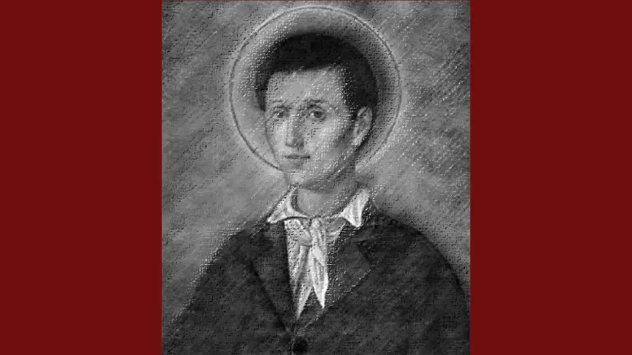 Ritratto di San Nunzio Sulprizio, giovane santo la cui vita è legata a miracoli e fede.