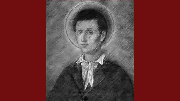 Ritratto di San Nunzio Sulprizio, giovane santo la cui vita è legata a miracoli e fede.